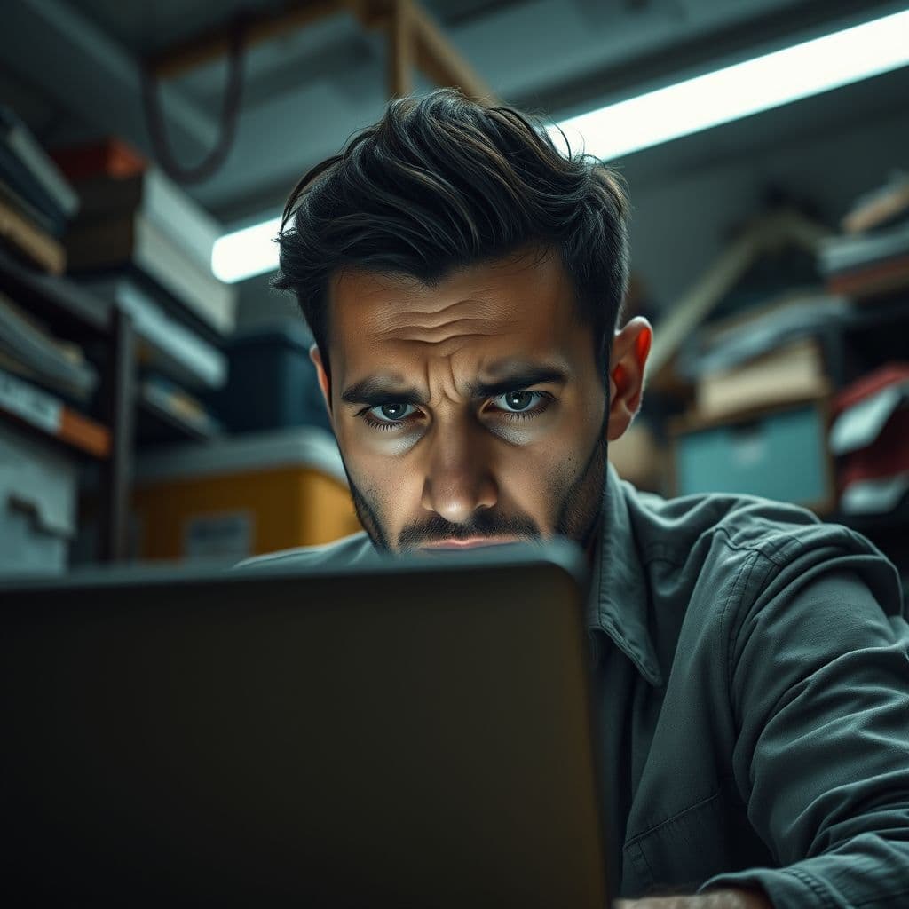 Frustrated Amazon seller looking at a denied approval notification on laptop screen.