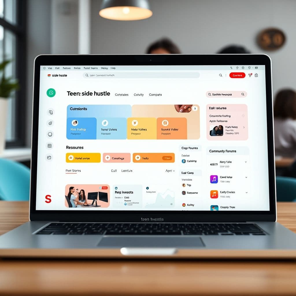 Conceptual dashboard of a teen side hustle platform.