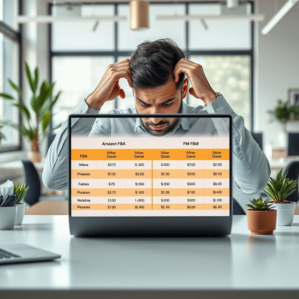 Confused seller comparing Amazon FBA and FBM costs.