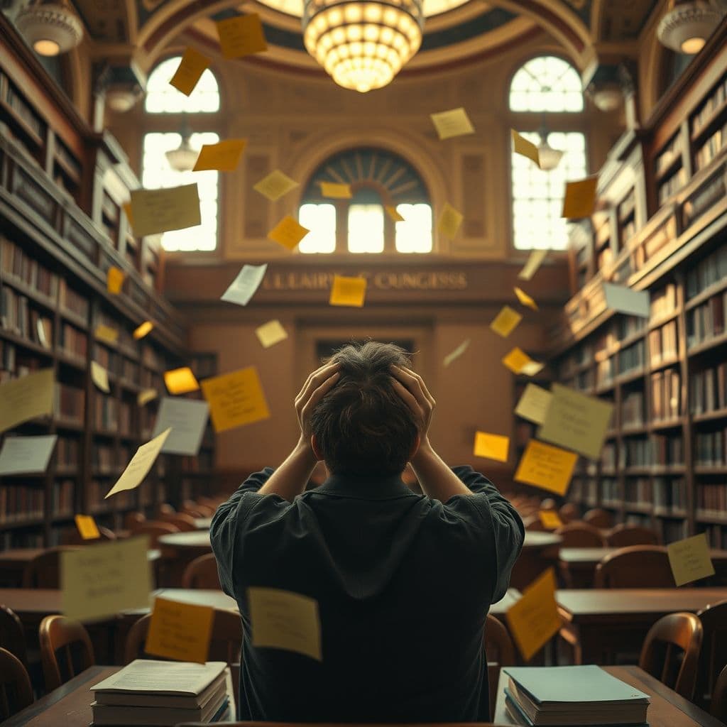 A person overwhelmed by work demands, symbolizing burnout.