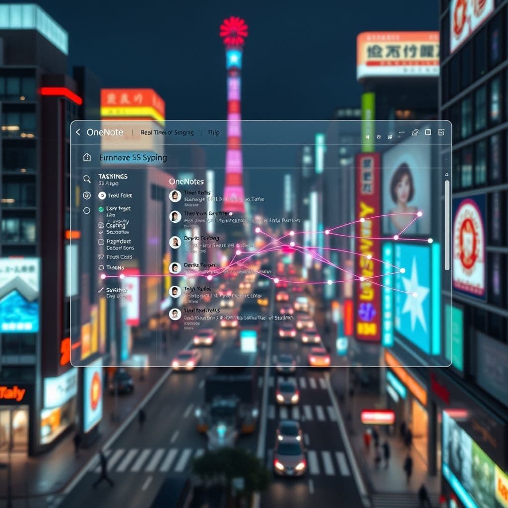 Conceptual interface showing OneNote integration with dynamic task views