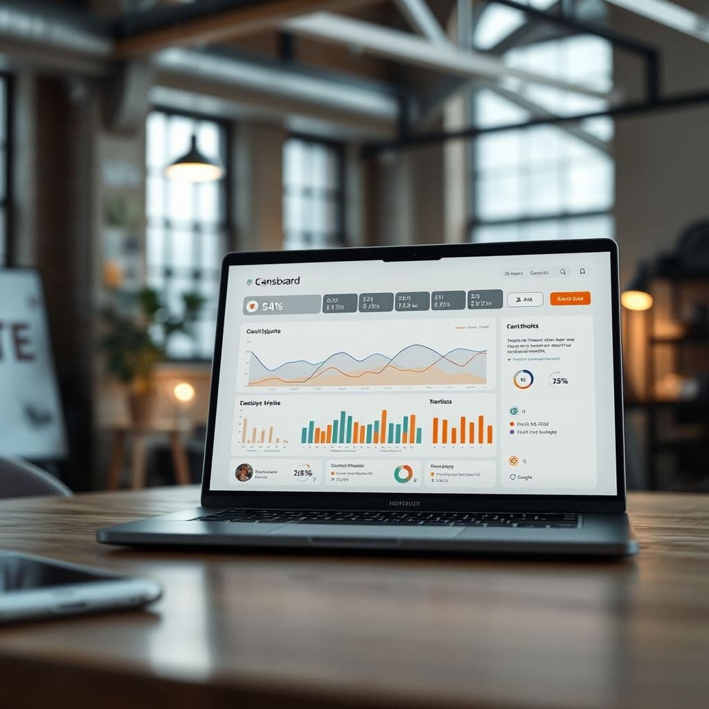 A sleek interface of the hypothetical SaaS task management tool.