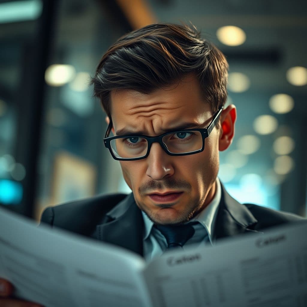 A frustrated professional struggling with a cluttered spreadsheet.