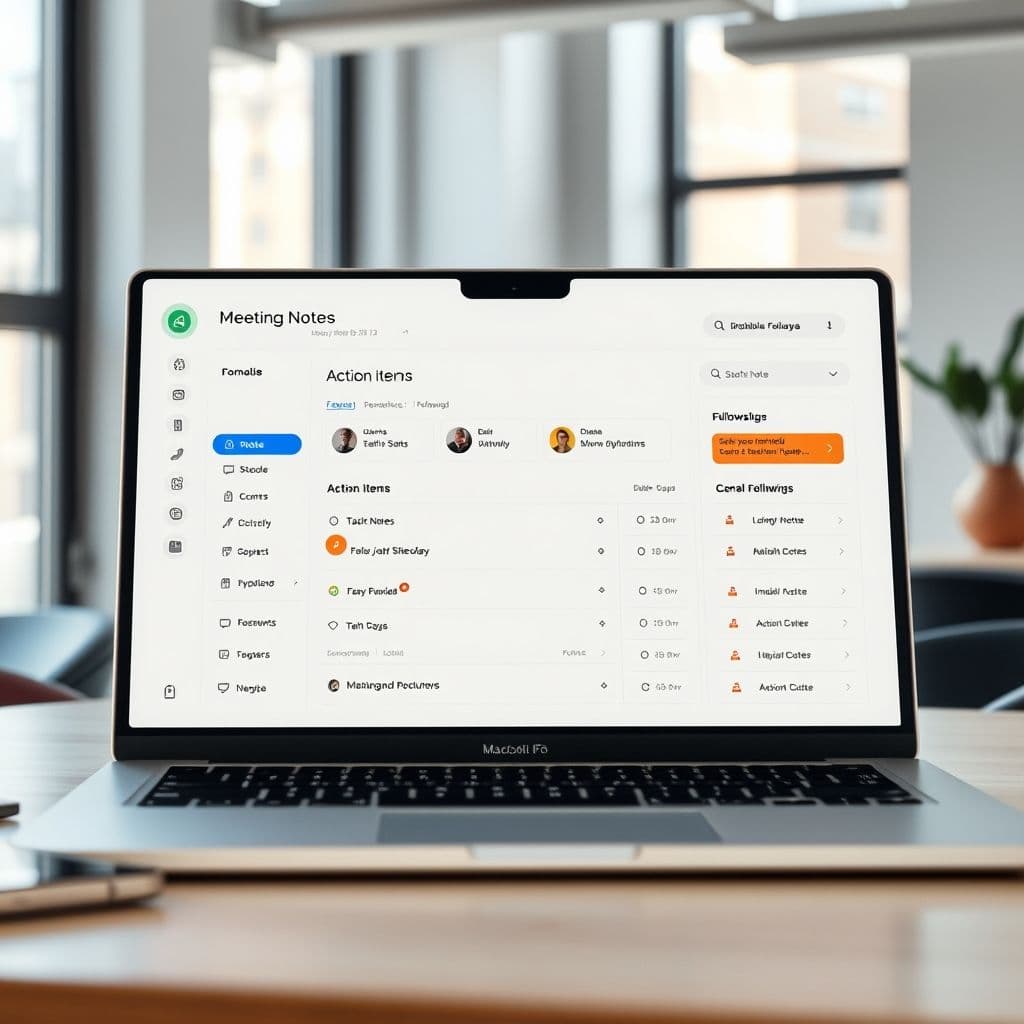 Conceptual interface of smart meeting notes SaaS