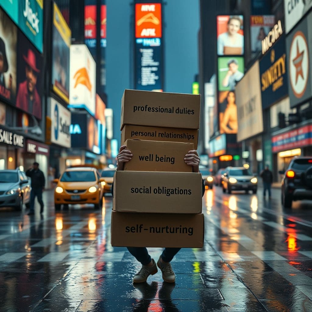 A visual representation of burnout symptoms piling up.