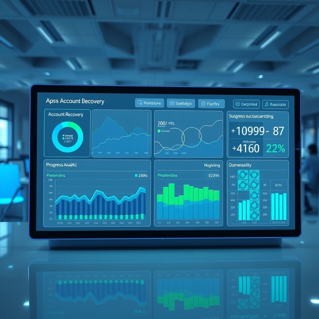 Conceptual dashboard of an account recovery management SaaS platform