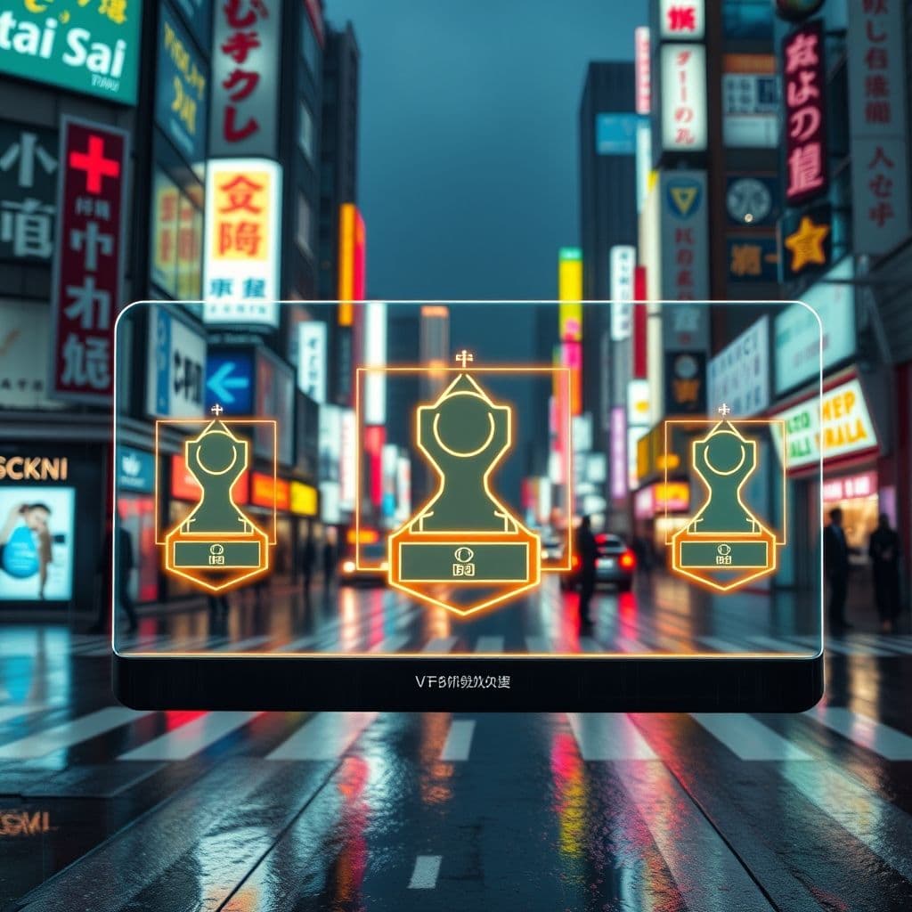 Futuristic AI verification interface overlaying a suspicious deepfake video