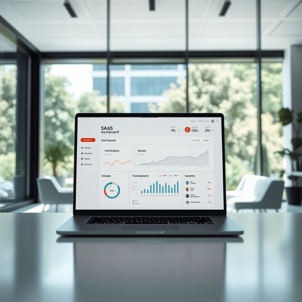A sleek SaaS dashboard showing marketing performance metrics.