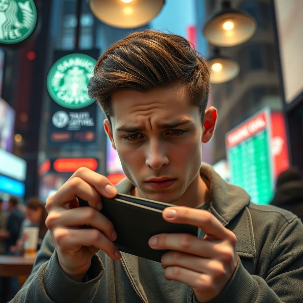 A frustrated person looking at their empty wallet with a savings goal chart in the background.