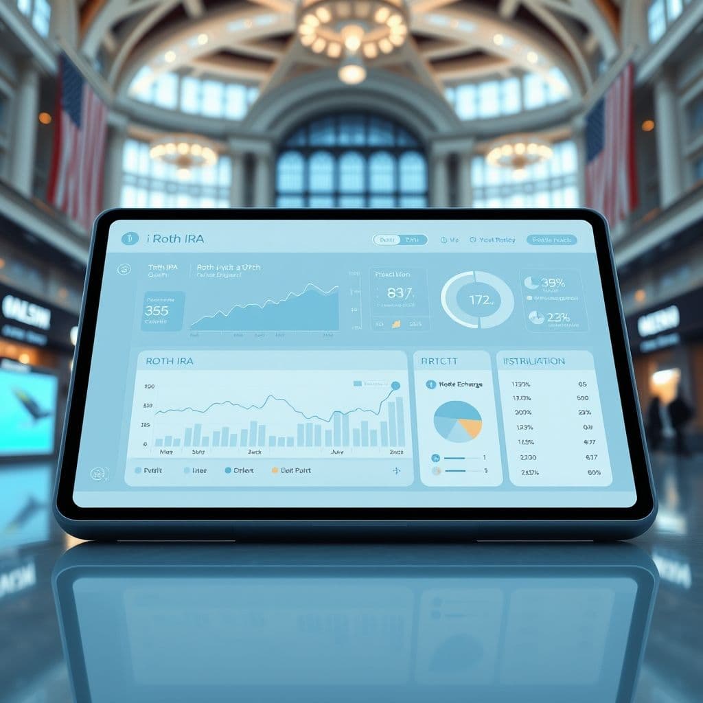 Conceptual interface of a Roth IRA management dashboard.