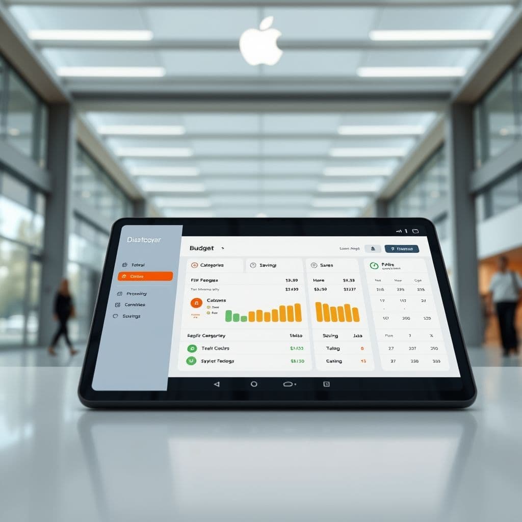 A sleek dashboard showing personalized budget categories and savings goals.