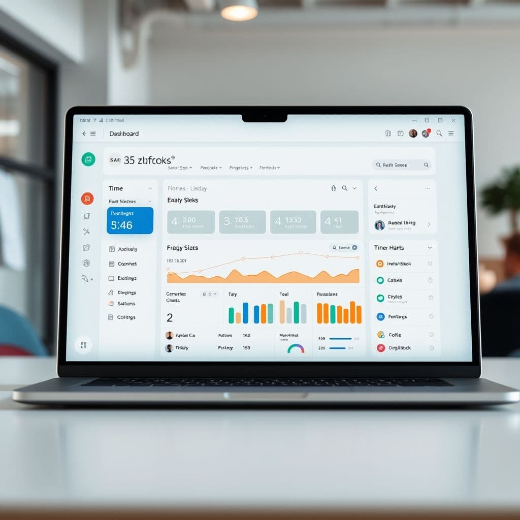A sleek dashboard of a time management SaaS tool.
