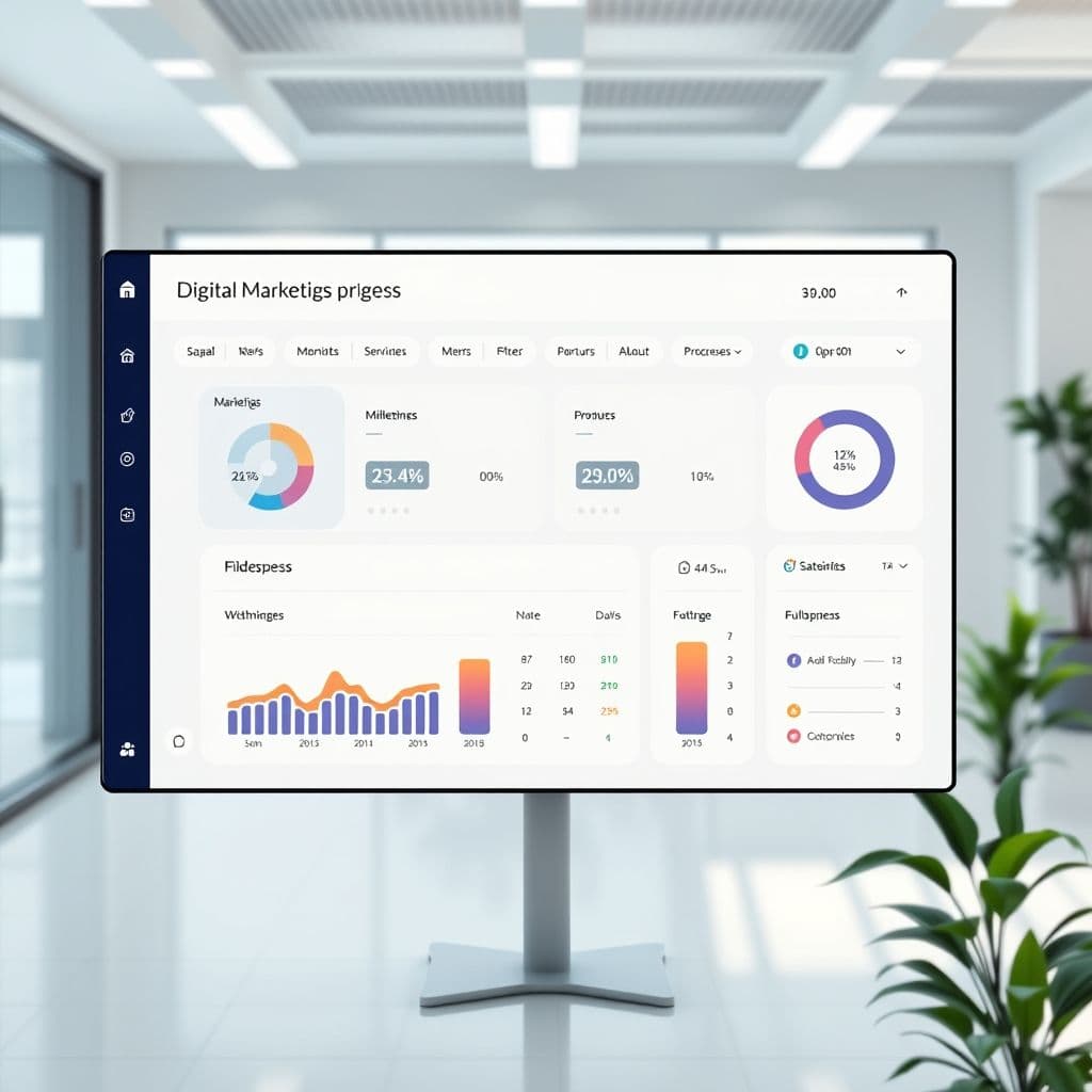 Conceptual dashboard of digital marketing progress tracking SaaS