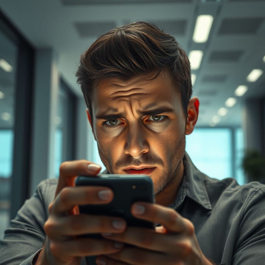 Frustrated user struggling with iPhone email app interface