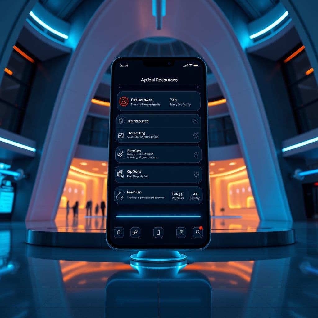 Conceptual interface of an app with free and affordable paid options.