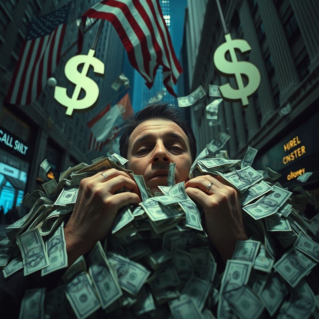 Visual representation of financial stress and debt overwhelm.