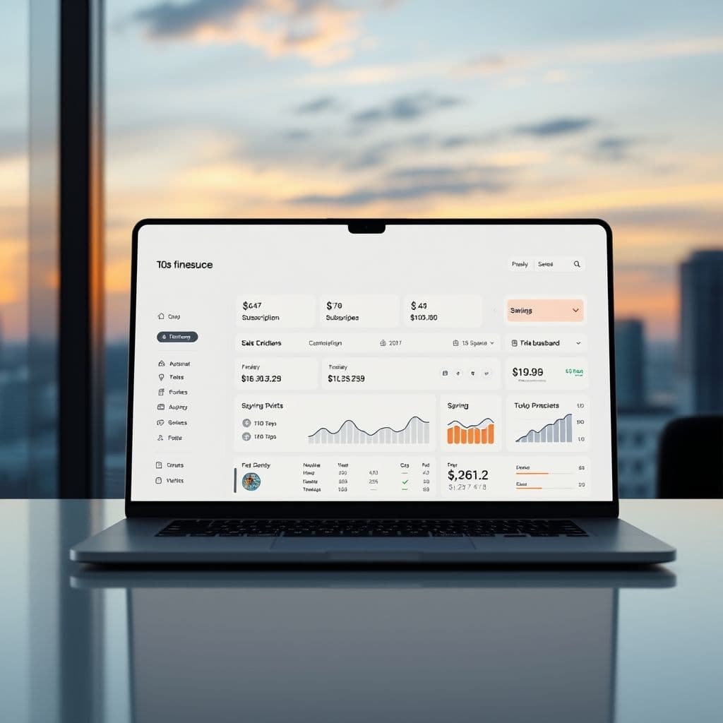 A sleek dashboard showing subscription costs and savings opportunities.