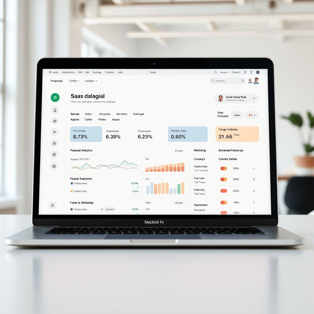 Conceptual interface of a proposal management SaaS dashboard.