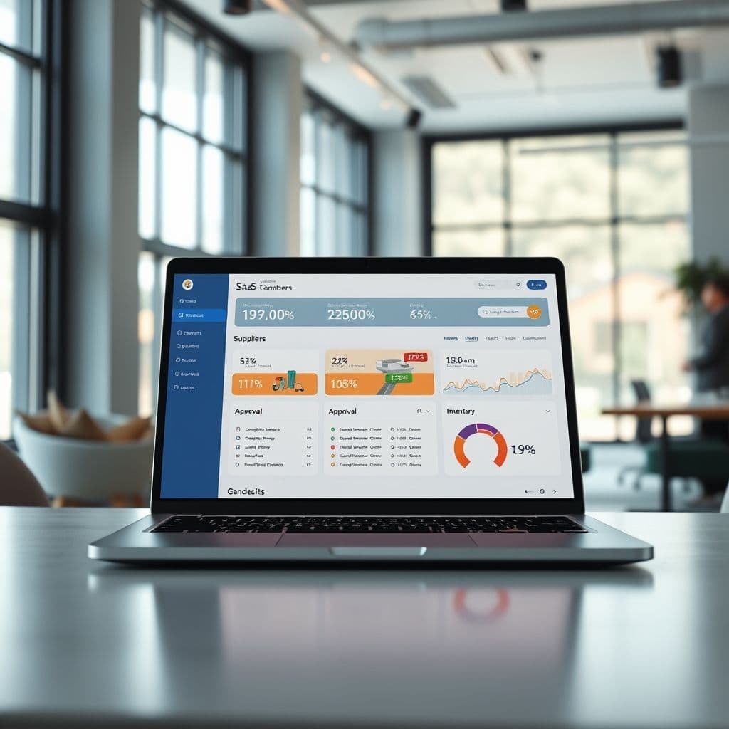 Conceptual dashboard showing supplier connections and approval status tracking