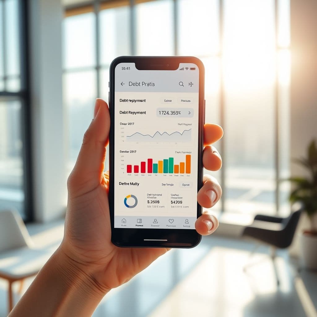 A mock-up of a sleek debt management app interface.