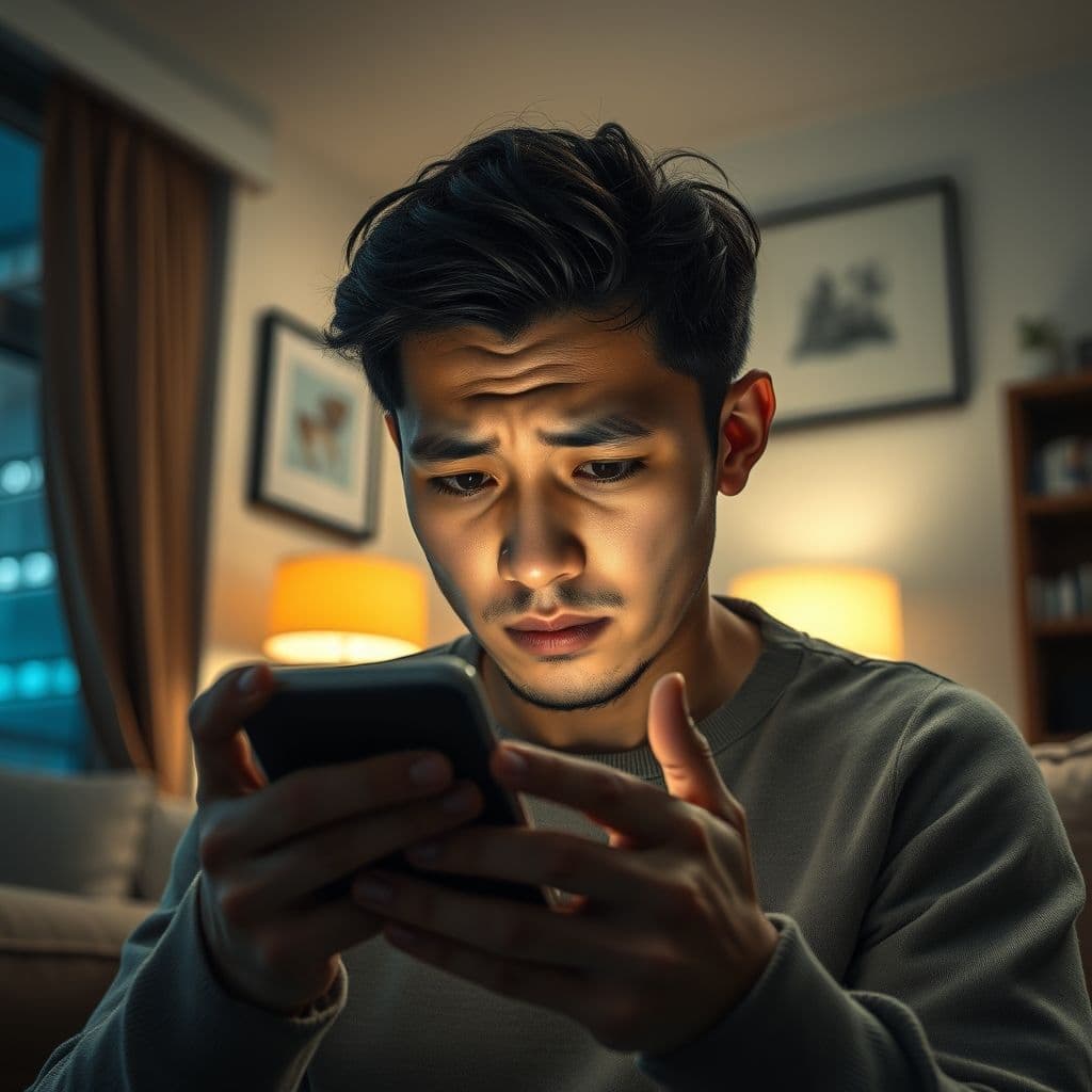 A frustrated user overwhelmed by multiple budgeting apps on their phone.