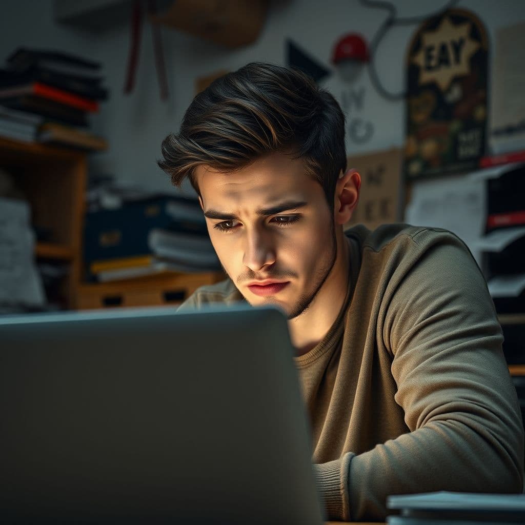 A frustrated entrepreneur struggling to design clothing online.