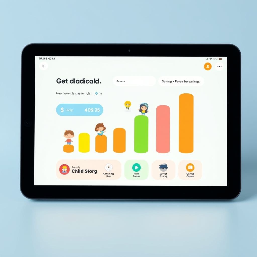 Conceptual interface of a financial literacy app for kids.