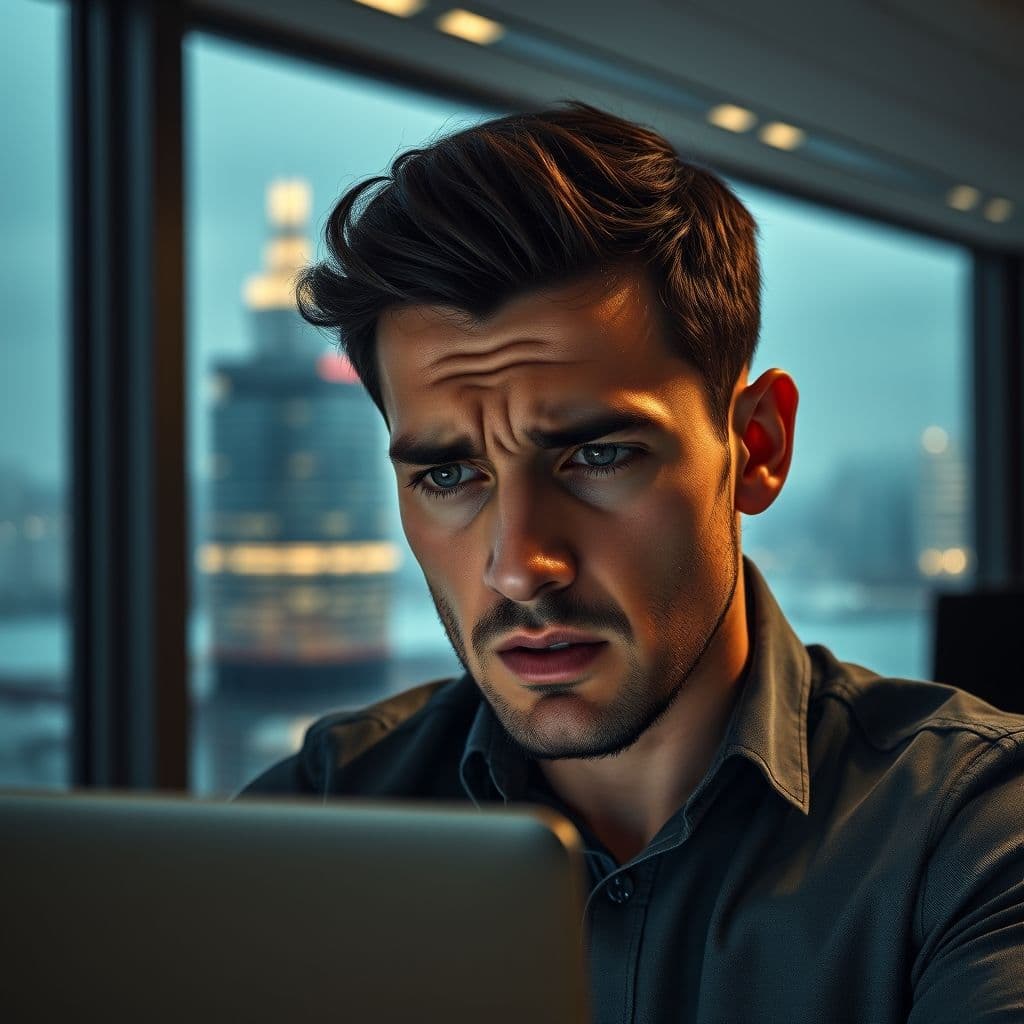 Frustrated e-commerce entrepreneur struggling with Shopify order management.