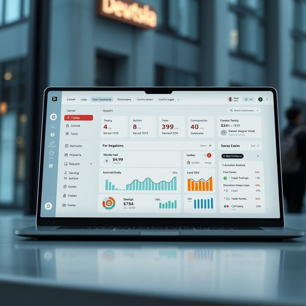 A sleek dashboard of a financial automation SaaS platform.