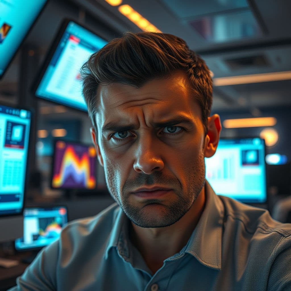 A frustrated marketer overwhelmed by manual client outreach tasks.