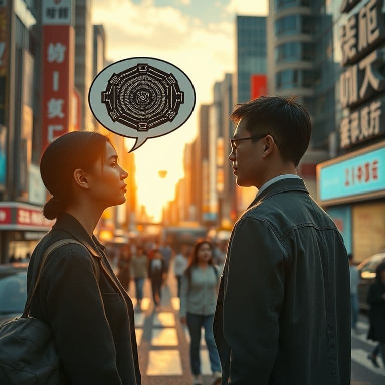 Visual representation of conversational disconnect between human and AI