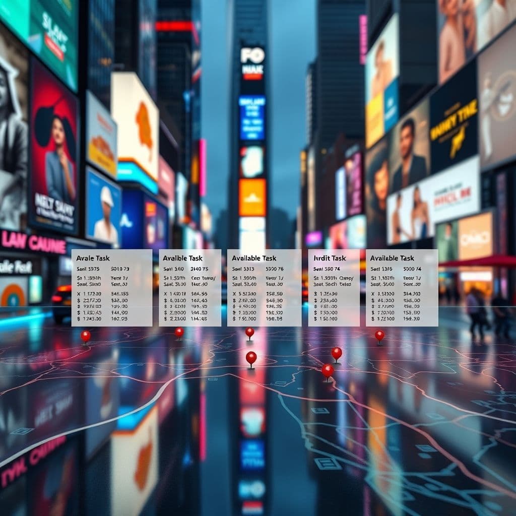 Conceptual interface showing available tasks by location.