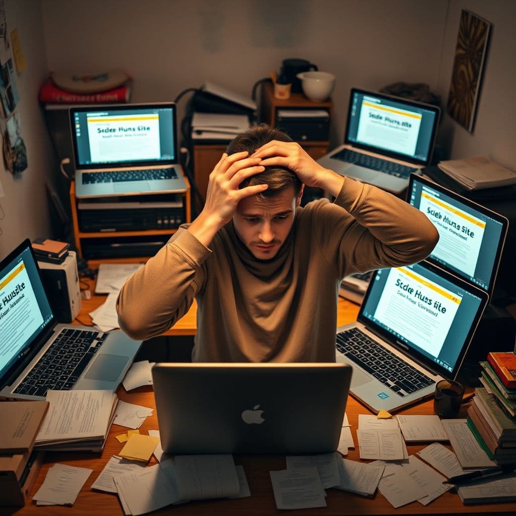 Visual representation of side hustle information overload