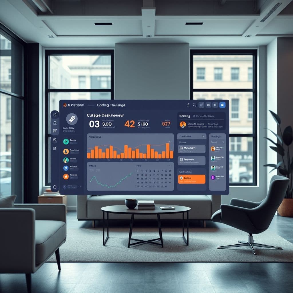 A mock-up of the interactive coding platform's dashboard.