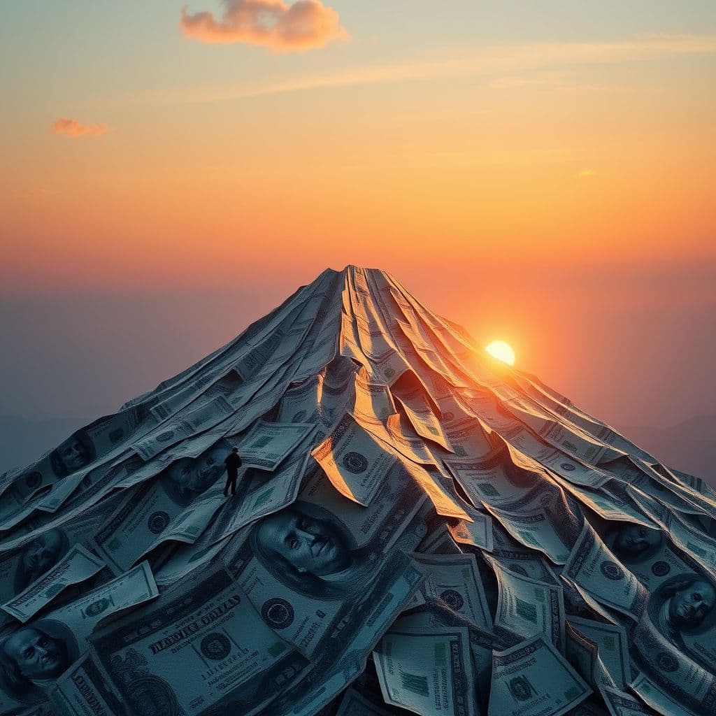 A visual representation of student loan debt piling up over time.