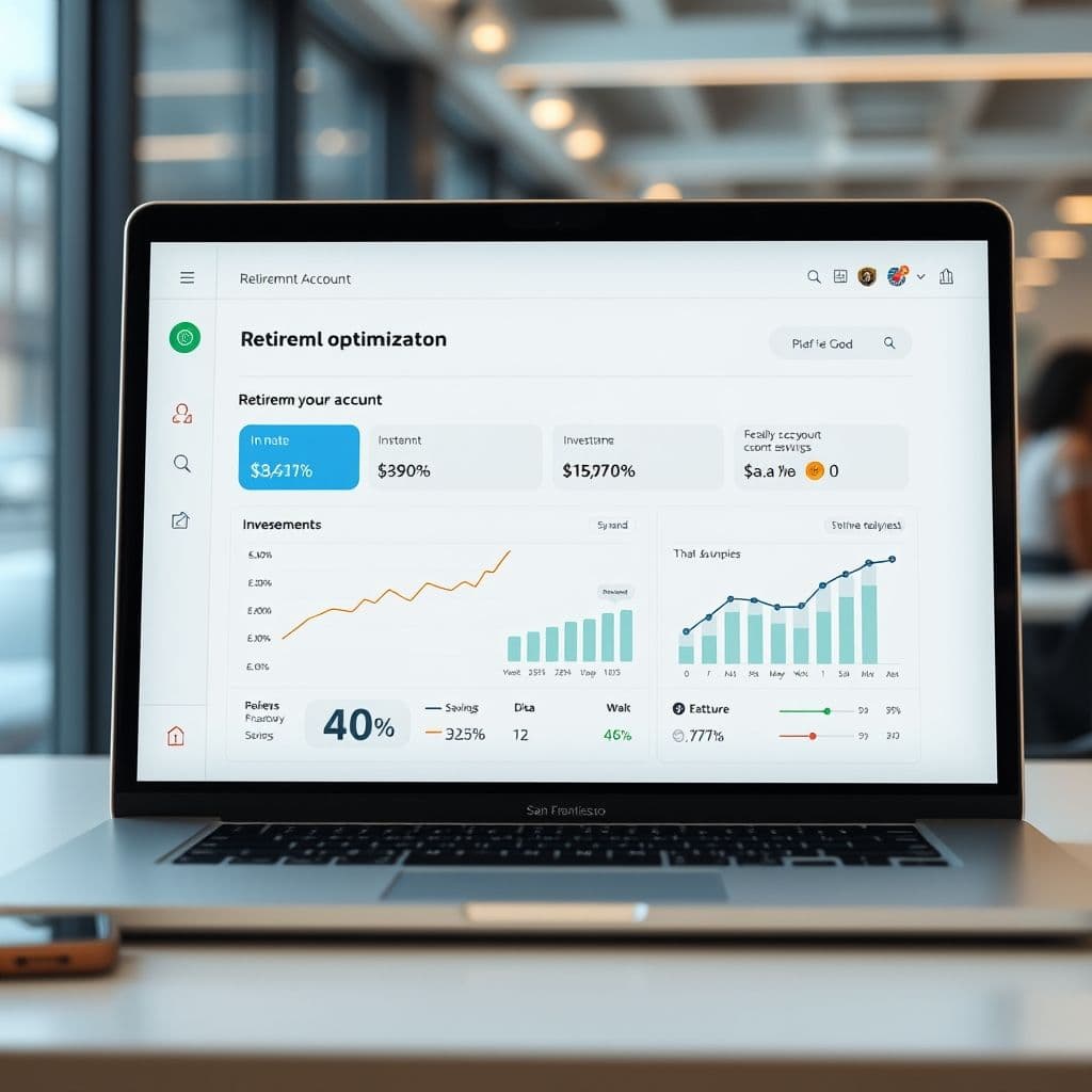 Conceptual interface of a retirement planning SaaS dashboard