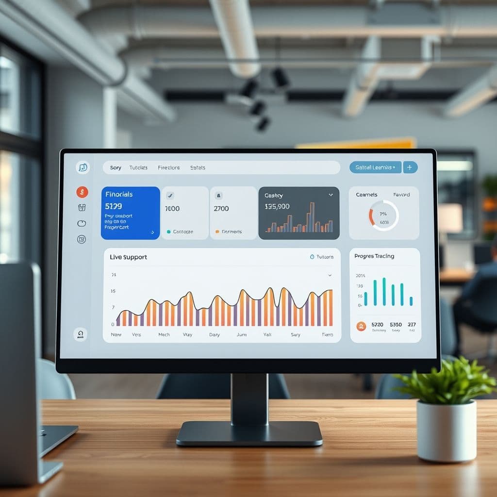 Conceptual interface of a financial education SaaS platform.