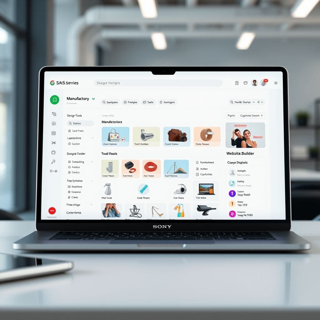 A sleek dashboard showing design, manufacturing, and website tools in one place.