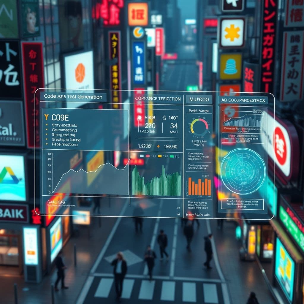 Conceptual interface of an advanced AI testing SaaS platform.