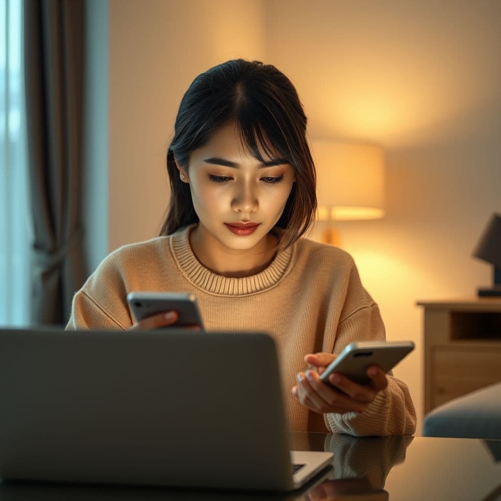 A person using a digital planner on a laptop and smartphone for time management.