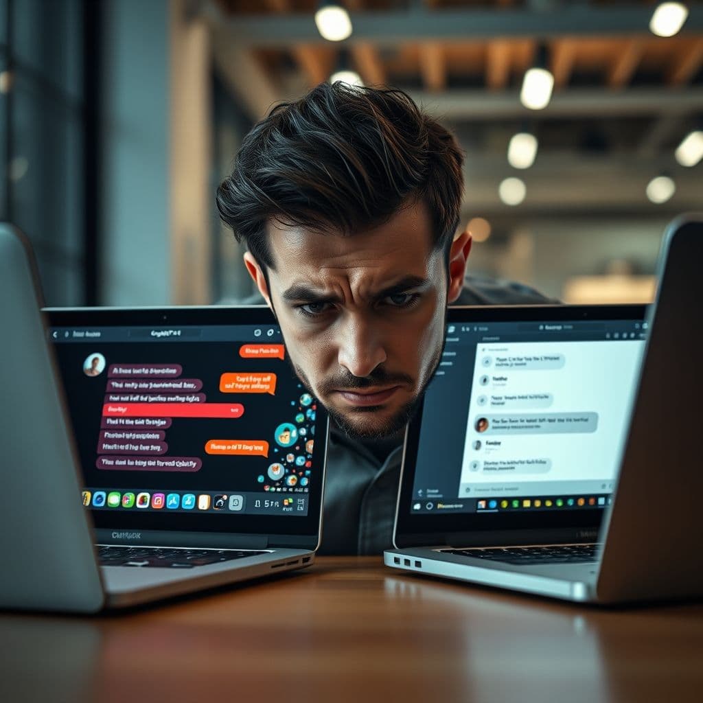 Frustrated user comparing ChatGPT-4 and ChatGPT-5 on a laptop screen