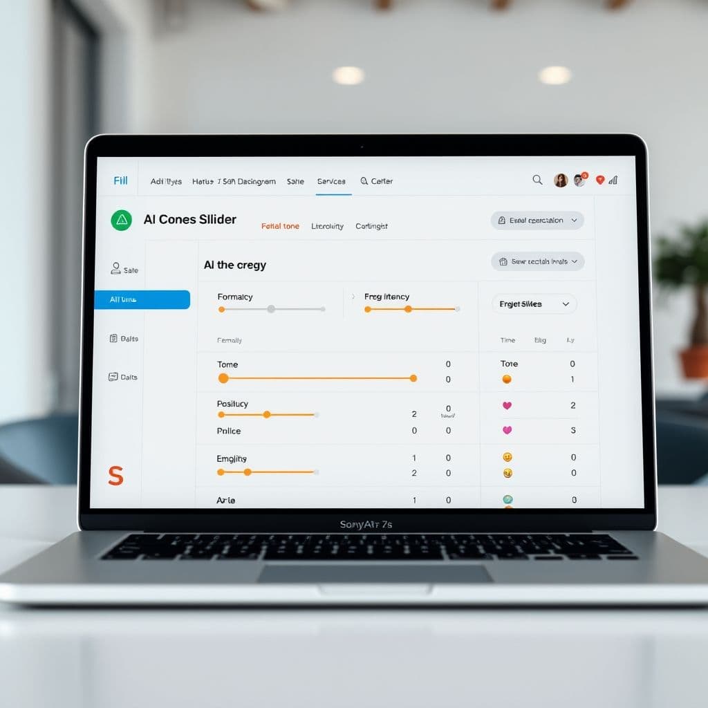 Conceptual interface for AI tone customization.