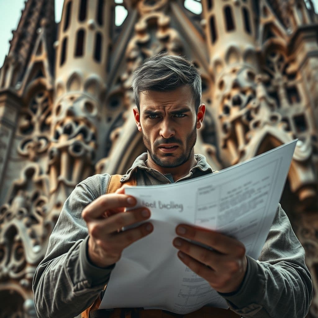 A construction worker overwhelmed with multiple tasks, looking stressed.