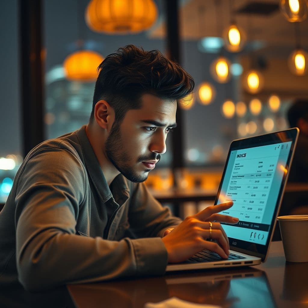 A frustrated freelancer struggling with payment issues.