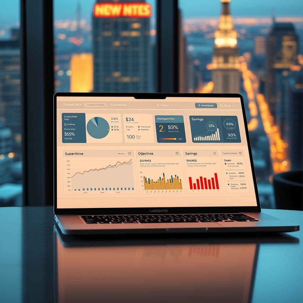 A sleek financial dashboard on a laptop screen.