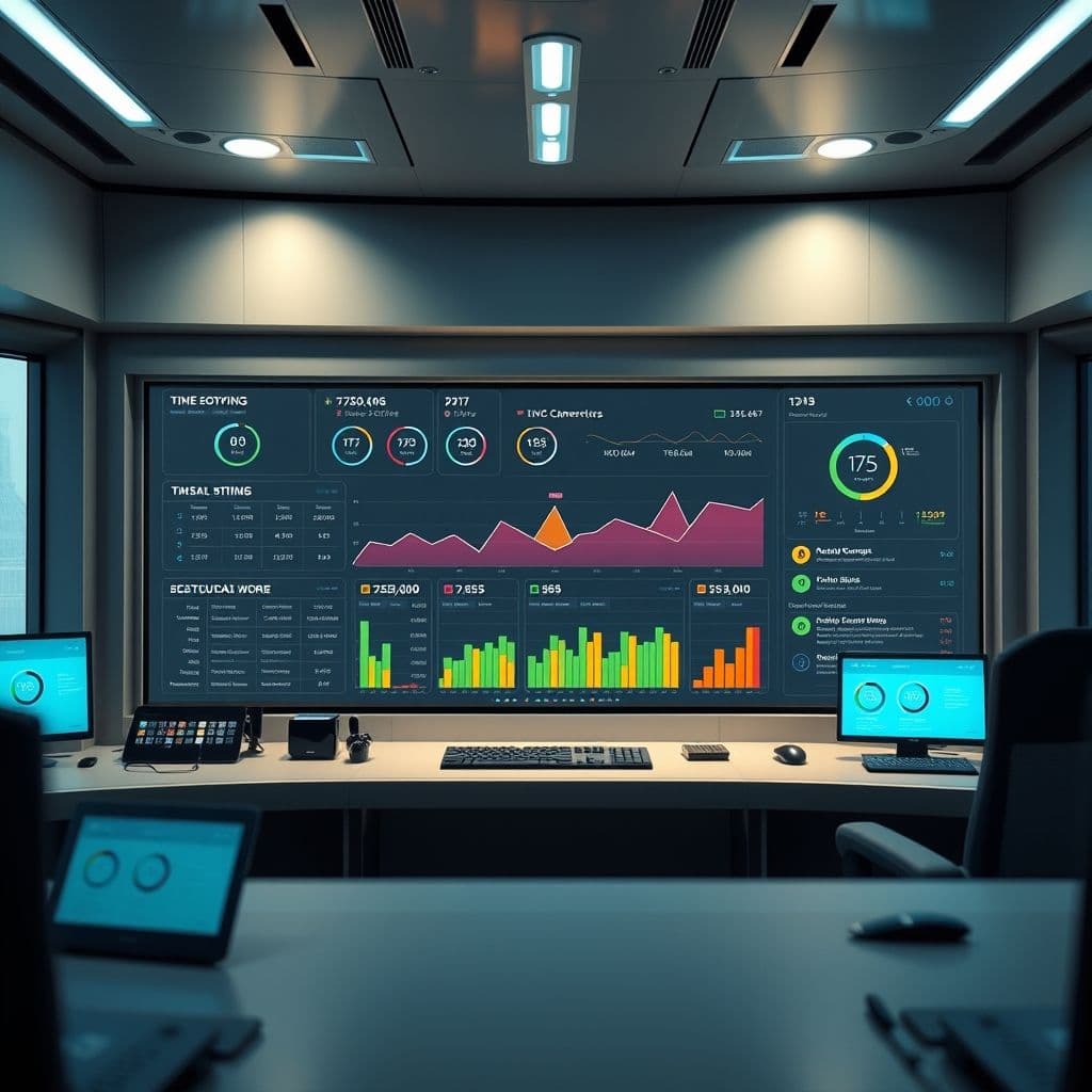 A futuristic productivity dashboard visualizing time boxing and task management.