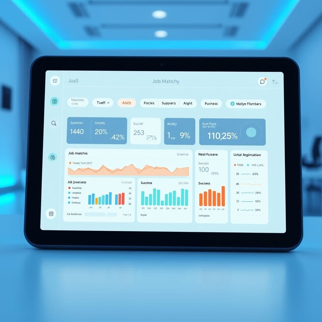 Conceptual interface of a freelancer dashboard showing matched jobs and application success rates.