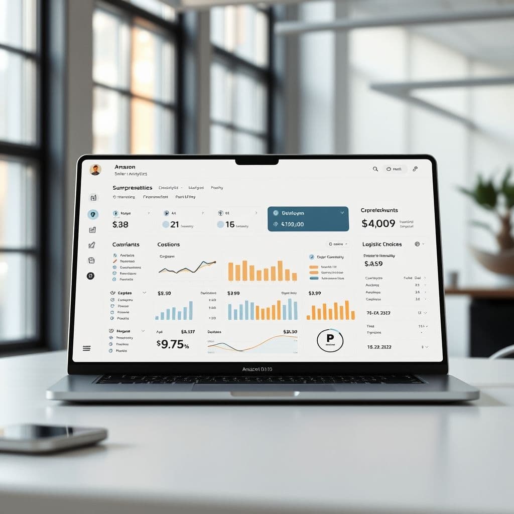 Mock-up of a SaaS dashboard for Amazon sellers.