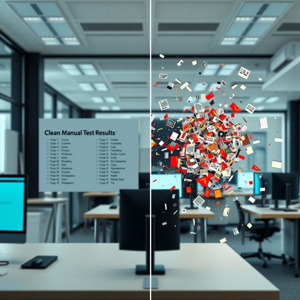 Side-by-side comparison of manual vs AI-generated test results showing discrepancies.