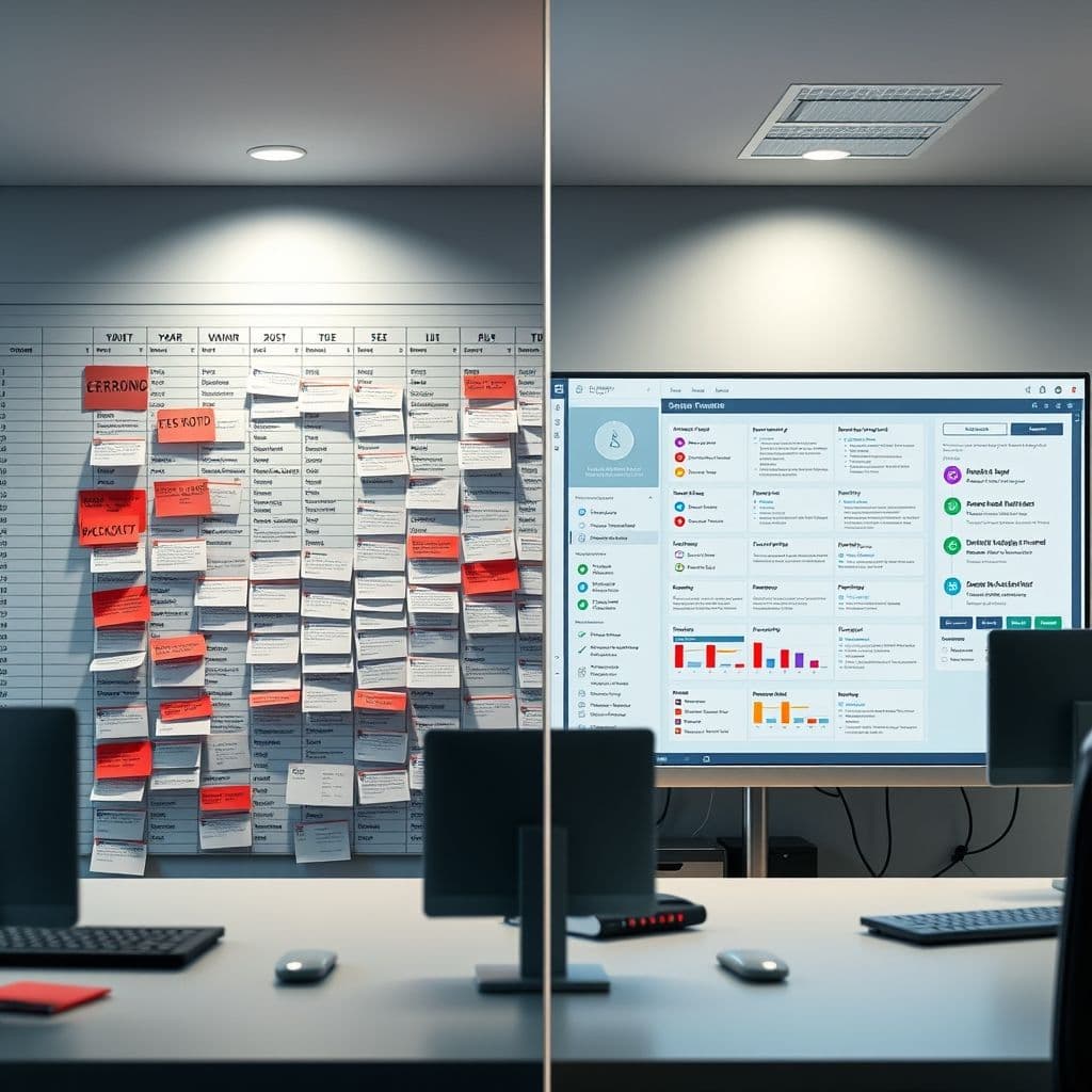 Side-by-side comparison of current Excel frustrations vs. ideal task management